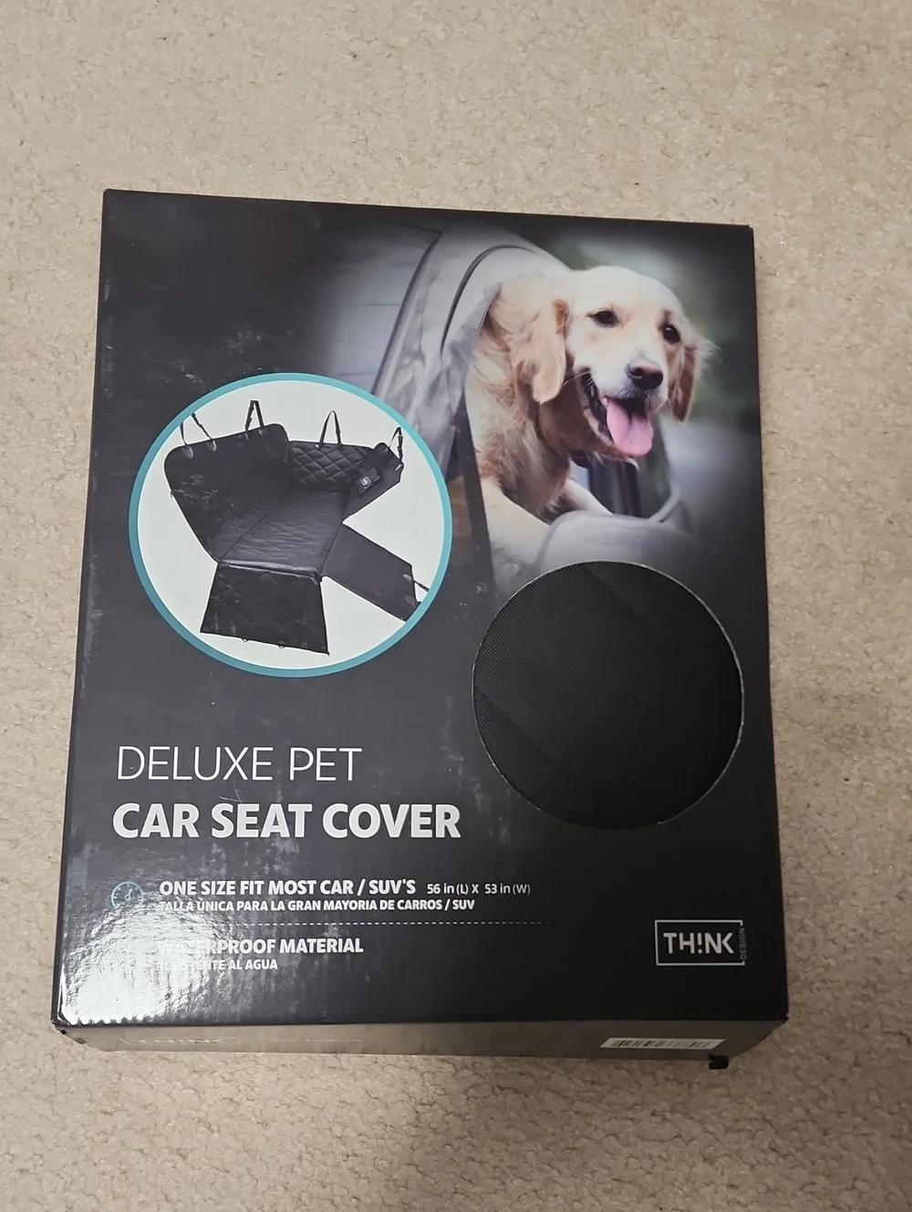 Think! Deluxe Pet Car Seat Cover - Black